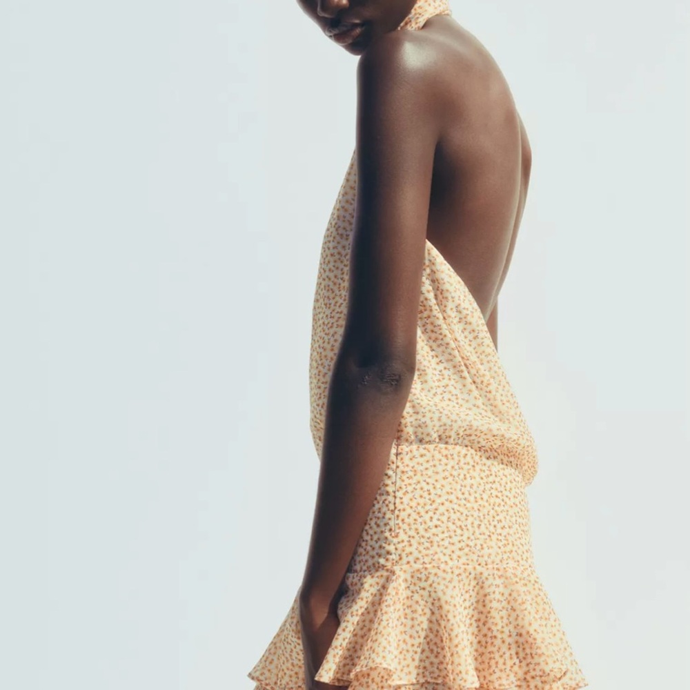 Zara PRINTED RUFFLED MINI DRESS - Picture 4 of 6